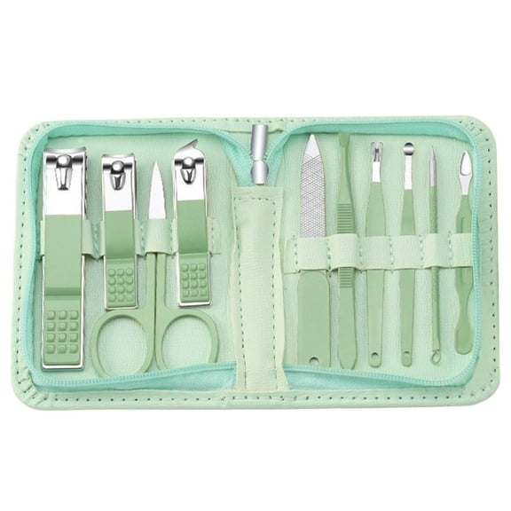 FACEGA Mens Nail Grooming Kit,Stainless Steel Nail Tools,Anti-Slip Toenail Clippers,Green