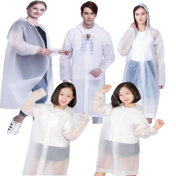 ZFITEI Reusable EVA Portable Rain Poncho 5 Pack (Adult's Kid's)