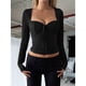 thumbnail image 5 of Top de Encaje de Larga con Cuello en V para Mujer, Estilo Y2K, Camiseta Sin Mangas, Ideal para Otoño e Invierno Negro XL, 5 of 7