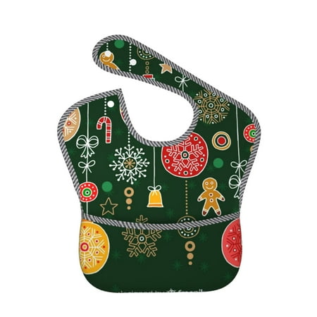 Bingfone Mess-Proof Baby Bib - Waterproof Bib For Baby Boy Or Girl With Food Catcher Pocket, Unisex-Christmas
