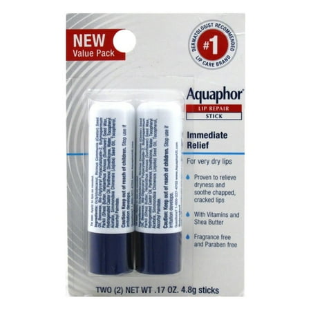 Aquaphor Lip Repair Stick 0.17 Ounce Twin (Pack of 6)