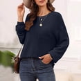 thumbnail image 2 of DeHolifer Womens Tops Fall Long Sleeve Crewneck Waffle Knit Shirts Business Casual Blouses Basic Shirts Navy L, 2 of 5