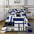 thumbnail image 1 of Erosebridal Black Navy White Geometry Coverlet Set King,Contemporary Grid Bedding Set,Ultra Soft,3 Pieces, 1 of 5