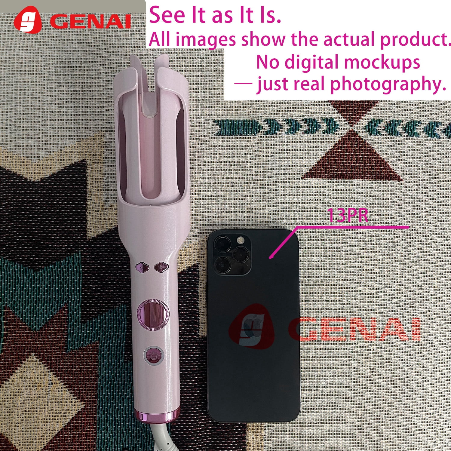 LESROLL 1.29 Inch Automatic Rotating Curling Iron with Cold Air Setting, 5 Heat Levels, LED Display, Anti-Tangle & Anti-Scald Hair Curler for Long, Thick & Textured Hair