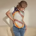 thumbnail image 3 of Saiise Combinaison Courte à Manches Courtes pour Femmes avec Motif de Balle de Baseball et Drapeau, Pyjama à Col Rond, Justaucorps Extensible avec Fermeture à Boutons-Pression - Petit, 3 of 7