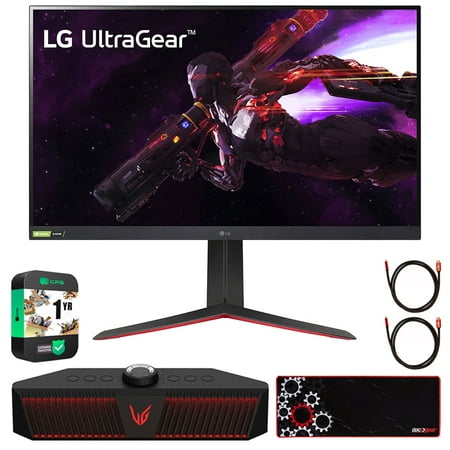 LG 32GP850-B 32" UltraGear QHD Nano IPS HDR Monitor + G-SYNC Compatibility Bundle with LG UltraGear GP9 20W Hi-Fi Gaming Speaker, 2x HDMI Cable, Gaming Mouse Pad and 1 Year Extended Protection Plan