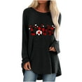 thumbnail image 1 of DPTALR Femme T-Shirt à Col Rond à Manches Longues Automne Saint-Valentin Imprimé Blouse Ample Hauts, 1 of 5