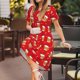 thumbnail image 3 of Balery Christmas Hat beer Vestidos sueltos de manga corta para mujer, vestidos de verano 2025, vestidos casuales de corte A con vuelo., 3 of 6