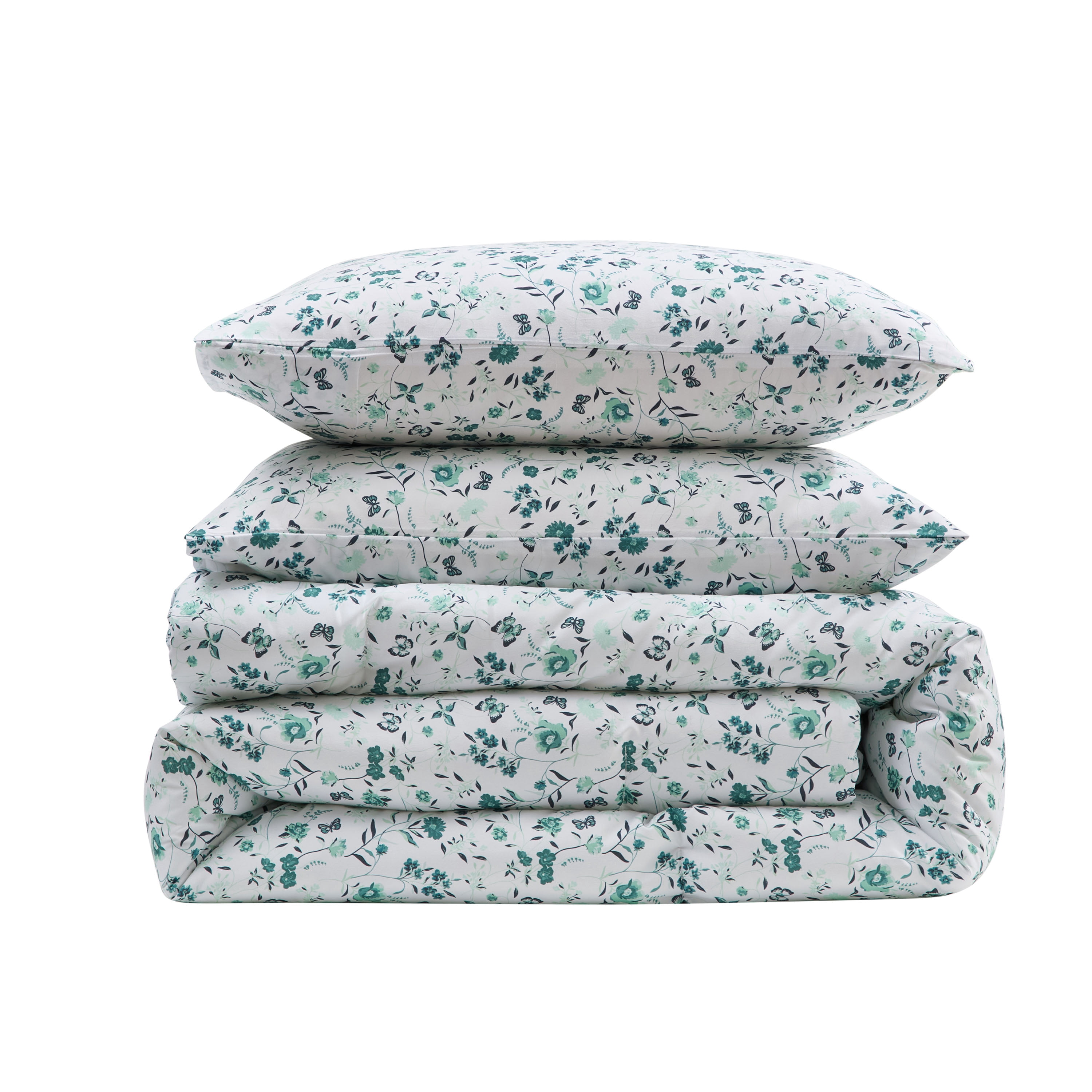 LammaLoe Queen Comforter set, 3 Piece Floral Bedding Comforter Set with Sheets, Bed in a Bag, Green