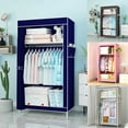 thumbnail image 2 of 1 Set Clothing Storage Cabinet Large Capacity Dust-proof Minimalist Style Storage Shelves Clothes Hanging Rack for Dorm, 2 of 10