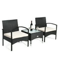 thumbnail image 2 of Gymax 3 PCS Patio Wicker Rattan Furniture Set Coffee Table & 2 Rattan Chair W/Cushion, 2 of 10