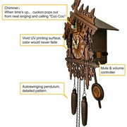 Cuckoo Clock Vintage Large Wooden Wall Clock Handcrafted Cuckoo Clock Traditional Chalet Forest House Clock Handcrafted Wooden Wall,9.50x4x17.72 inches Inch Brown