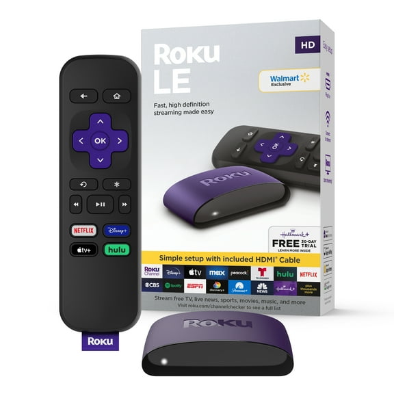 Roku LE HD Streaming Media Player with High Speed HDMI ® Cable and Simple Remote