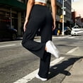 thumbnail image 6 of LEAVINGSUO Cargo Pants Women High Waist Yoga Pants Wide Leg Stretchy Work Pants With Pockets Casual Pants For Workout Dark Blue S, 6 of 7