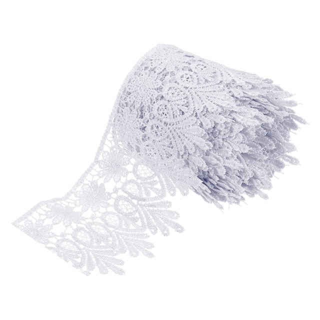 Uxcell 3.14 inch Wide 5 Yard Lace Ribbon Floral Pattern White Embroidered Lace Trim for Sewing Making, Gift Wrapping
