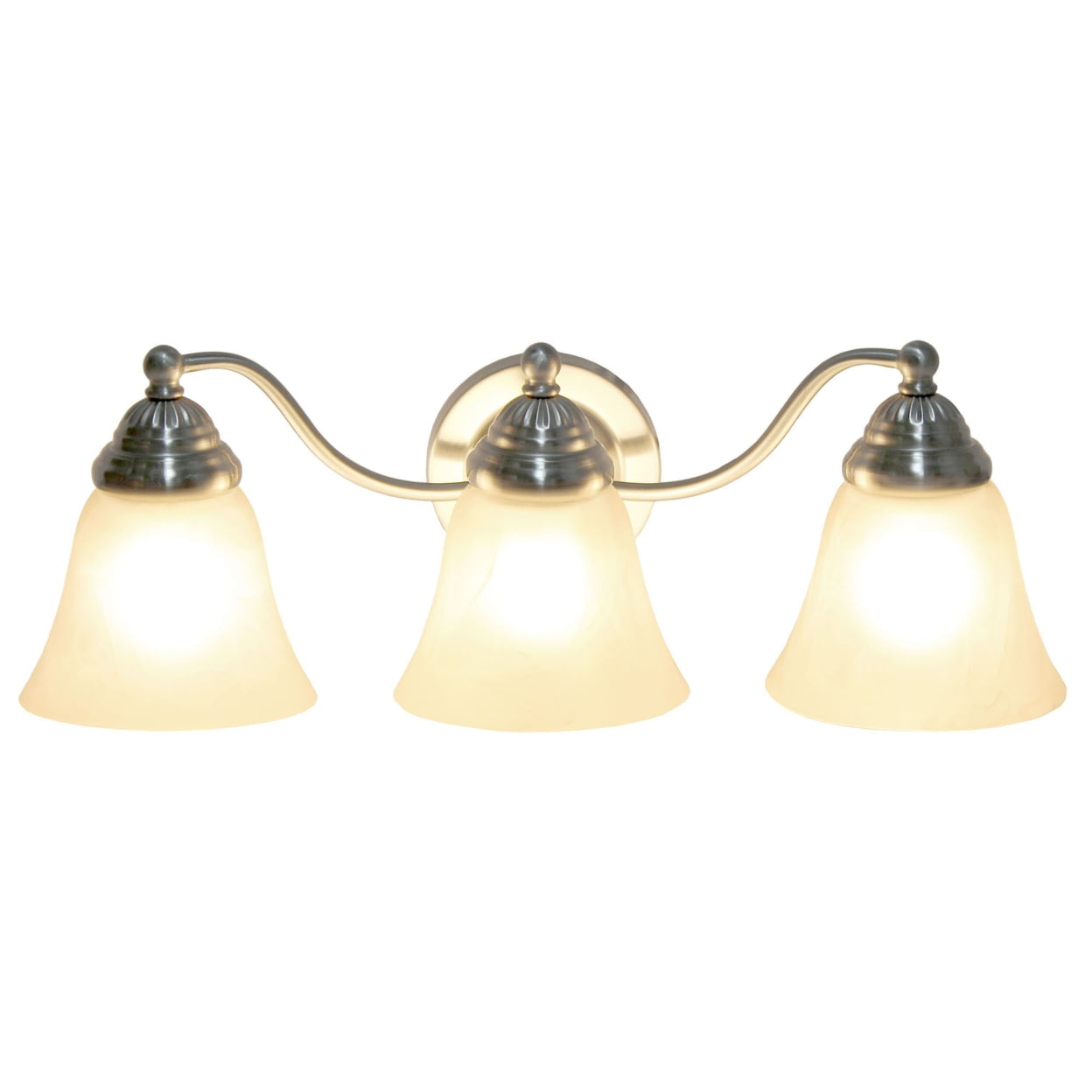 19.25" Classic 3 Light Winding Metal, Frosted Marble White Bell Shape Glass Shades Decorative Wall Mounted Vanity