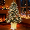 thumbnail image 3 of 35-Inch Artificial Snow Flocked Christmas Tree With Led Lights For Holiday Decorations Festive Home Decor With Realistic Snow Effect, 3 of 9