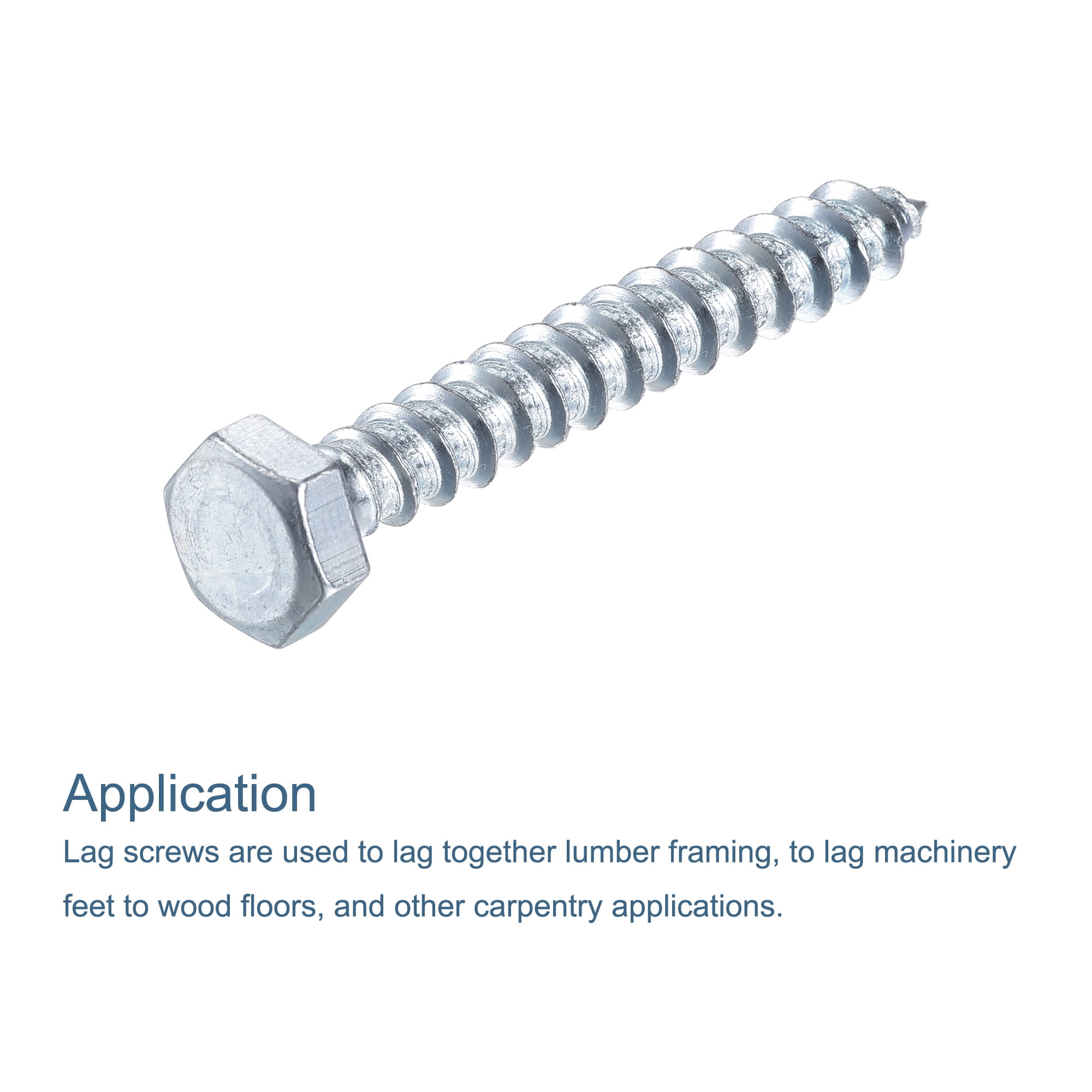 Uxcell M8 x 60mm Carbon Steel Zinc Plated Hex Lag Screws for Wood 25 Pack