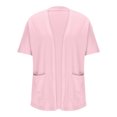 thumbnail image 5 of mihongmao Womens Coats with Hoods Women's Cardigan Summer Solid Color Medium Sleeved Cardigan Shoulder Pockets with Curved Hem and Pockets,Womens Tops Plus Size Pink M, 5 of 8
