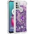 thumbnail image 3 of Motorola Moto G10 Case Moto G30 Case with Creativity Clear Quicksand Glitter Flowing Liquid Floating Soft TPU Case w/Stand Bling Diamond Sparkle Phone Cover for Motorola Moto G10  Purple, 3 of 7