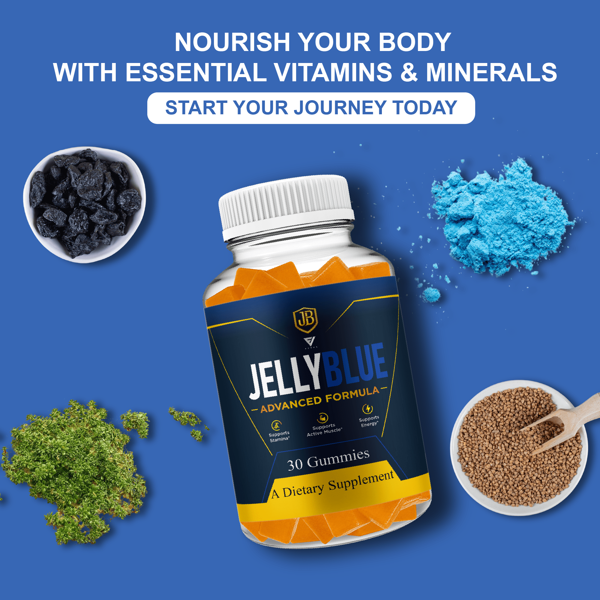 (5 Pack) JellyBlue Advanced Gummies, Jelly Blue Male Supplement (150 Gummies)