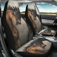 thumbnail image 3 of Renewold Brown Black Horse Car Seat Cover Front Set Only, Car Interior Decor Front Car Seats Protector Vehicle Front Bench Covers for Women Men, 3 of 7