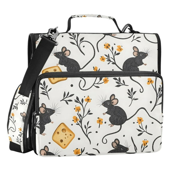 ALAZA Zipper Binder Cute Mouse Rat 3 Ring Trapper Keeper File Folder Organizer Bag