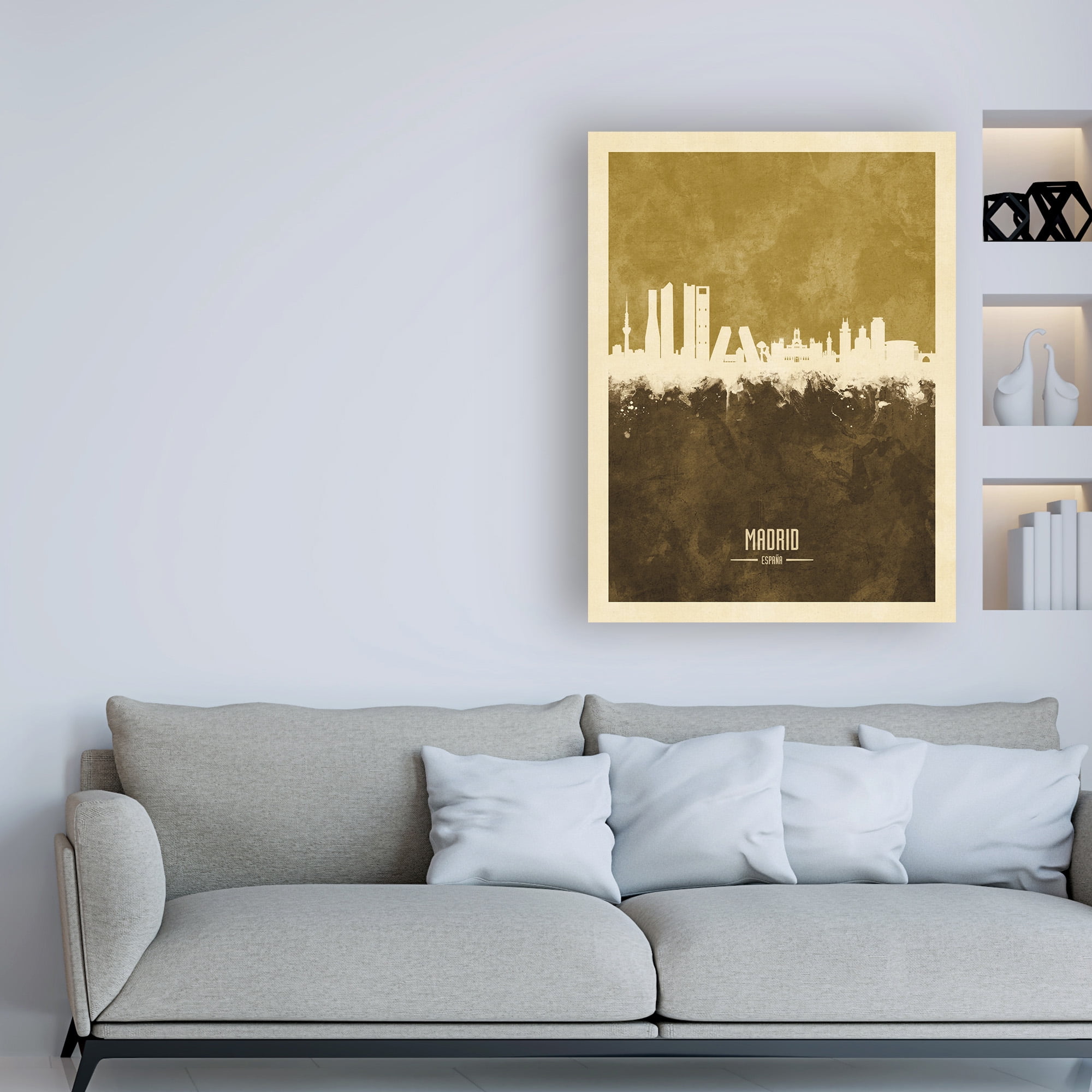 Trademark Fine Art 'Madrid Spain Skyline Brown' Canvas Art by Michael Tompsett