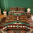 thumbnail image 2 of Erosebridal Brown Green Beige Duvet Cover Set, Grunge Bohemian Aztec Bedding Full, Black Reversible 3-Piece, 1 Duvet Cover and 2 Pillowcases (No Comforter), 2 of 6
