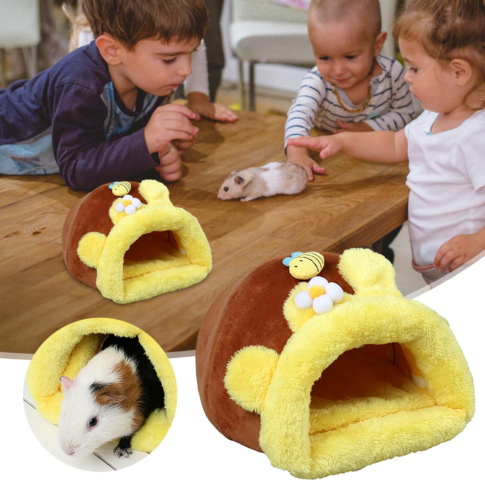Dutch Pig Nest Golden Bear Clip Cotton Can Warm Baby Pot Small Pet Nest Dutch Pig Nest Golden Bear Clip Cotton Can Warm Baby Pot Small Pet Nest