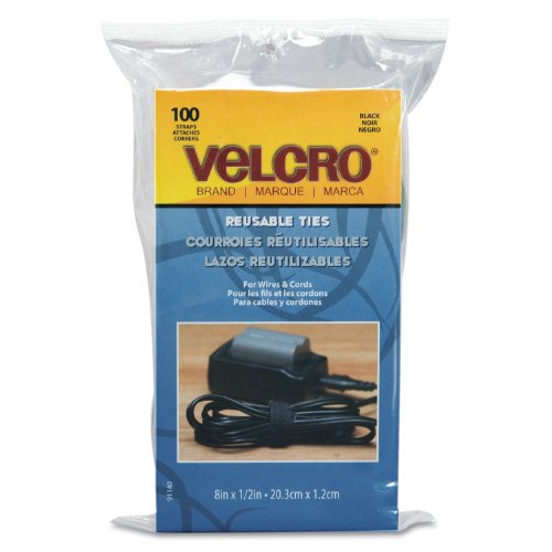 Velcro 8" Reusable Adjustable Precut Cable Tie Black 1 Pack