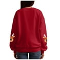 thumbnail image 6 of larppty Womens Oversized Christmas Sweaters Crewneck Reindeer Graphic Knit Long Sleeve Santa Xmas Pullover Sweater (Red, L), 6 of 8