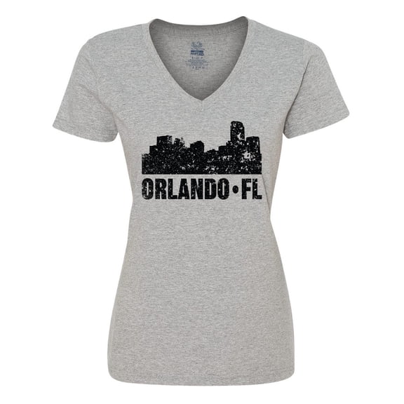Inktastic Orlando Skyline with Grunge Women's V-Neck T-Shirt