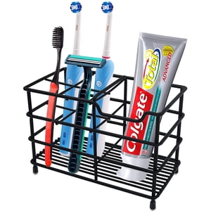 Rirool Black Stainless Steel Toothbrush and Toothpaste Holder