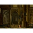 thumbnail image 2 of Bartholomeus van Bassen 18x14 Black Ornate Wood Framed Double Matted Museum Art Print Titled - An Interior of a Gothic Cathedral with Figures (1650), 2 of 5