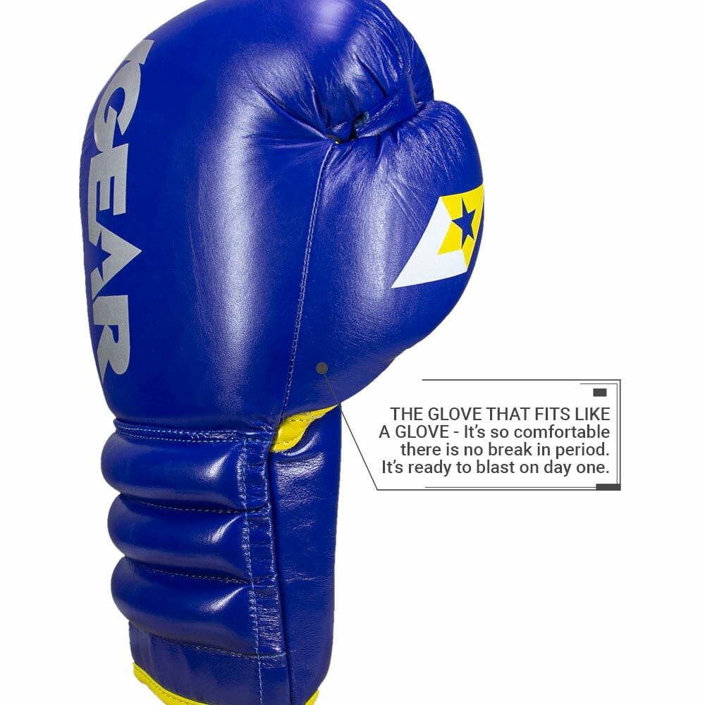 S4 Sentinel Lace Pro Leather Gel Boxing Gloves - Authentic Blue