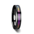 thumbnail image 5 of Azure Flat Black Ceramic Ring Brushed With Rainbow Groove 4mm, 5 of 7