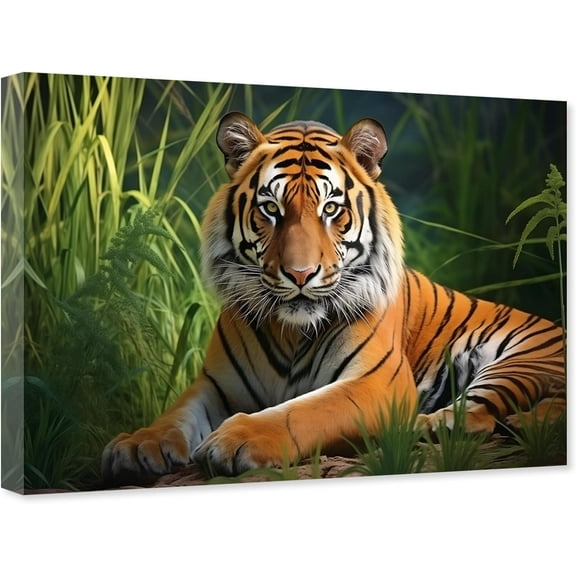 AABERIC White Tiger Canvas Wall Art Bengal Tiger Picture Print Black and White Animal Painting for Office Home Decor Unframed 8x12 Inch