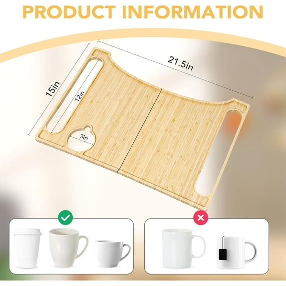Walker Tray Table,Foldable Walker Accessories Bamboo Tray with Cup Holder,Portable Multipurpose Bamboo Tray for Eating, Crafts, Laptops Medical Equipment Accessories