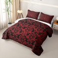 thumbnail image 3 of Erosebridal Hippie Damask Floral Twin Quilt Set for Women Girls, Vintage Bohemian Twin Coverlet Set, Black Red, 2 Pieces, 3 of 7