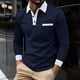 thumbnail image 5 of Ceisia Men Casual Color Block Half Zipper Lapel Pullover Long Sleeve Gift Fashion Daily Outdoor Athletic Casualwear Top, 5 of 8