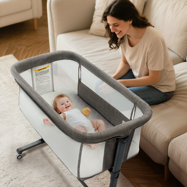 AILEEKISS Baby Bassinet with Wheels, Height Adjustable