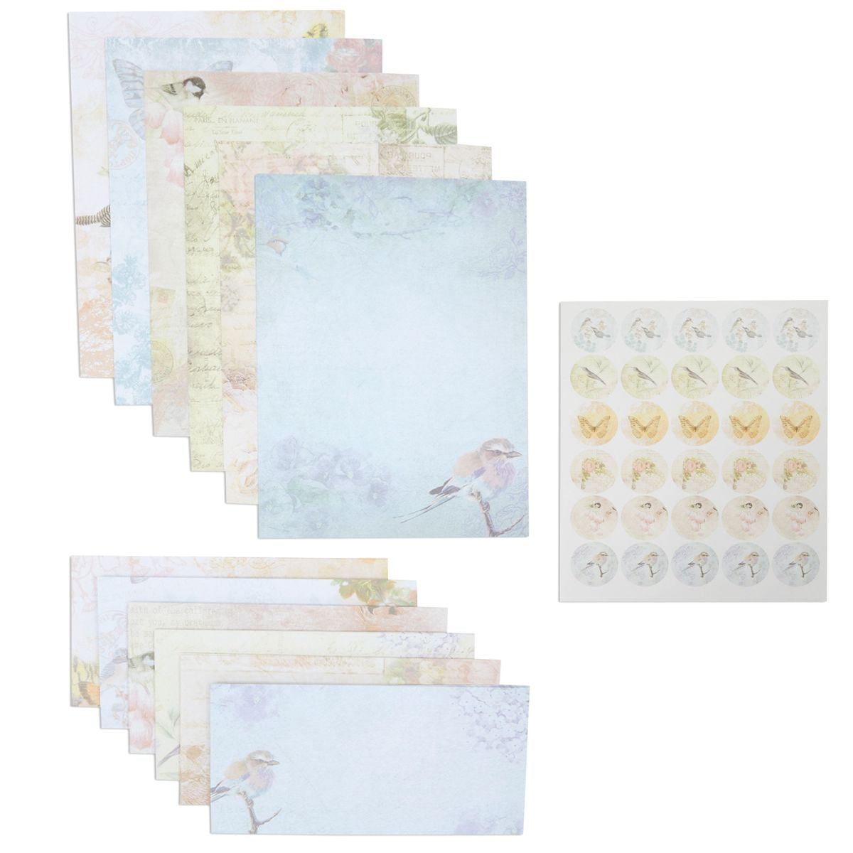 Floral Letter Paper Stationary Set Cute Postcard-4sh Writing Paper 2sh Envelope 