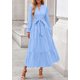 thumbnail image 2 of Vestido Maxi PRETTYGARDEN con Cuello en V, Manga Larga y Cinturón Talla M, 2 of 8