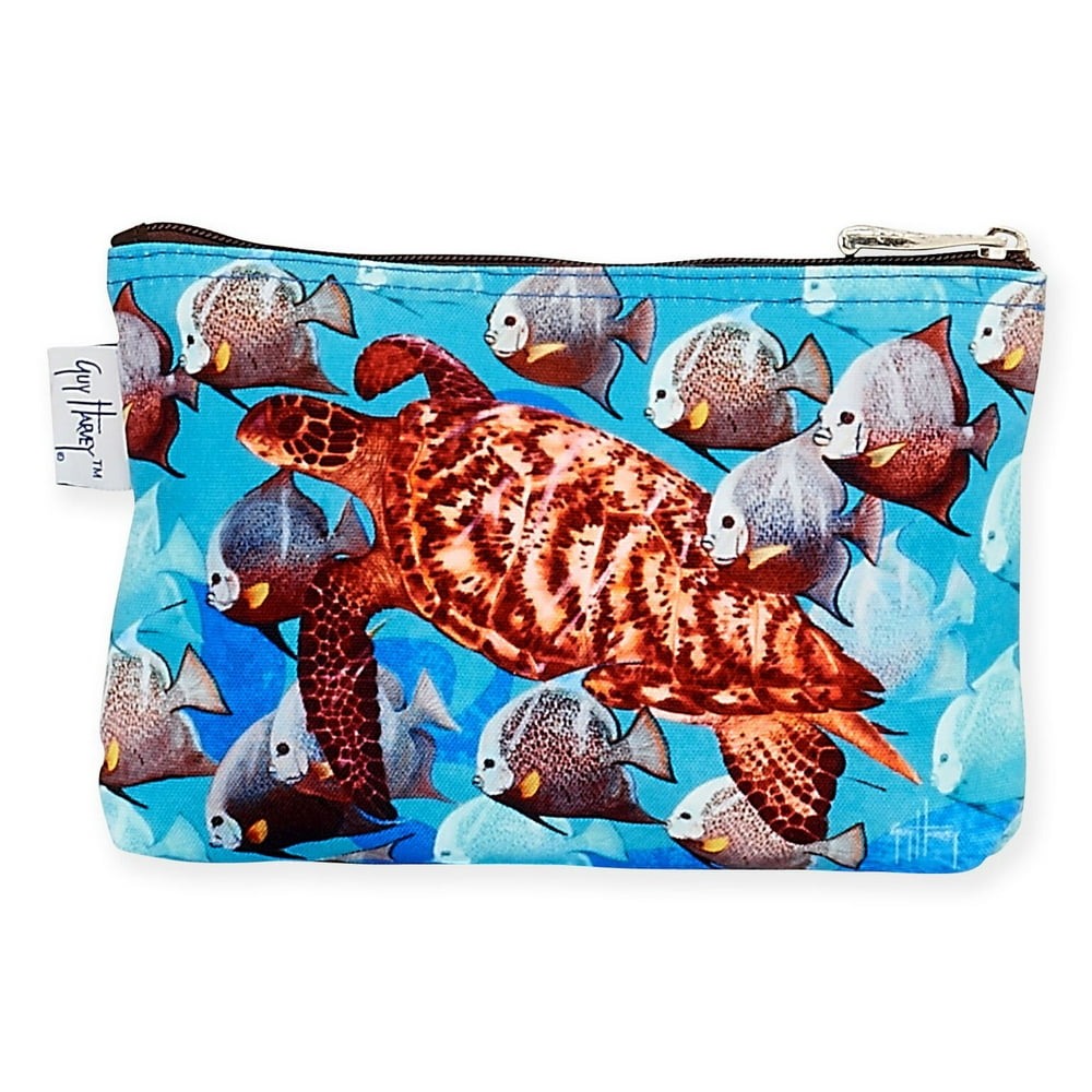 Guy Harvey Brown Sea Turtle Cosmetic Bag, 9