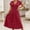 Red, variant on Women's Spring Casual Ruffle Short Sleeve Wrap V-Neck A-Line Loose Fit Swing Party Work Midi Dress Red XL(XL)