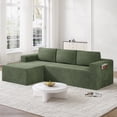 thumbnail image 5 of Modular Sectional Sofa Couches L-Shape Couch 3 Seat Modular Sofa Memory Foam Sectional Couches for Living Room, Cloud Couch with Oversized Chaise (Green Stripe, 94.5" Left Facing Chaise), 5 of 13
