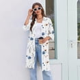 thumbnail image 6 of Women's Robes Zipper Lightweight 3/4 Sleeve Summer Housecoats for Women Zip Up Front Knee Length Vintage Floral Print Casual Bathrobe Nightgown with Pockets White M, 6 of 7