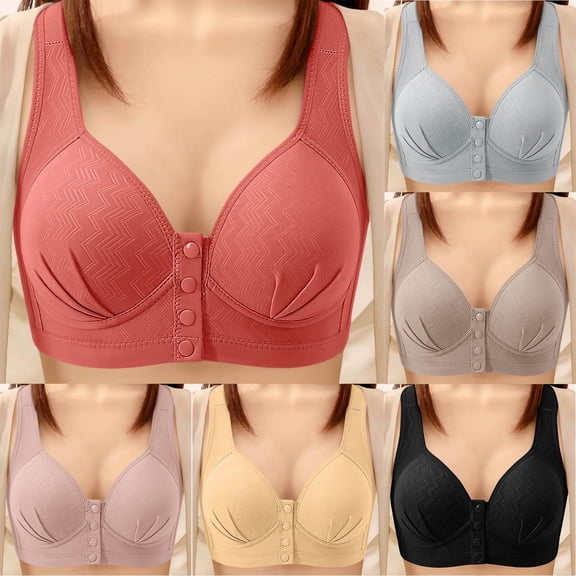 Asxite Bras for Women No Underwire Fashion Wireless Push Up Front Hook Loose and Breathable A B C Cup Daily