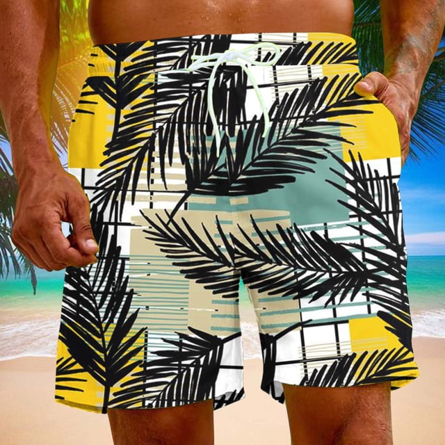 Puntoco Pantalones Cortos Con Estampado Hawaiano Para Hombre, Pantalones Cortos Con Bolsillo Y Cordón, Color S